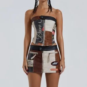 jaded ldn daytona vegan leather corset top